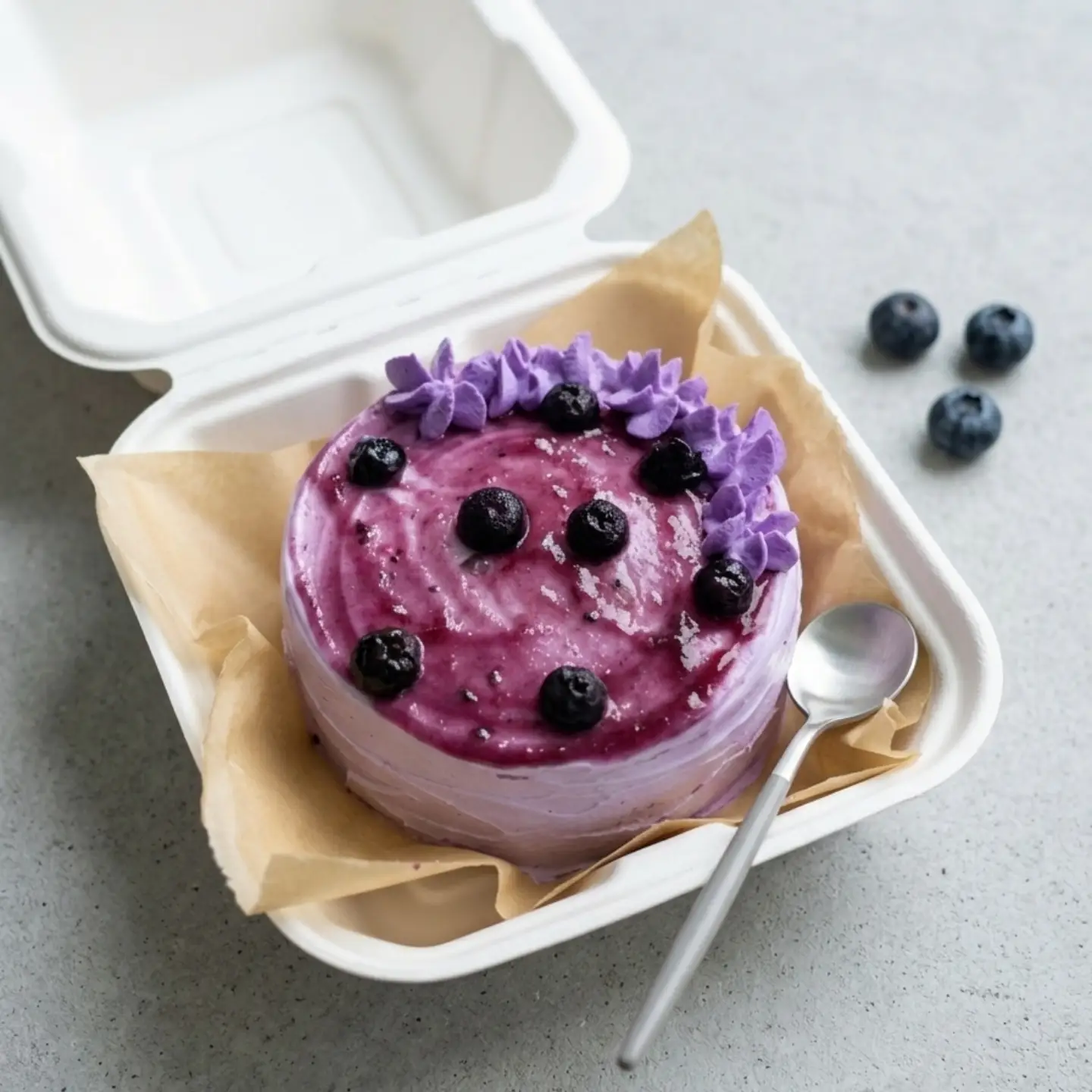 Personal blueberry bento cake