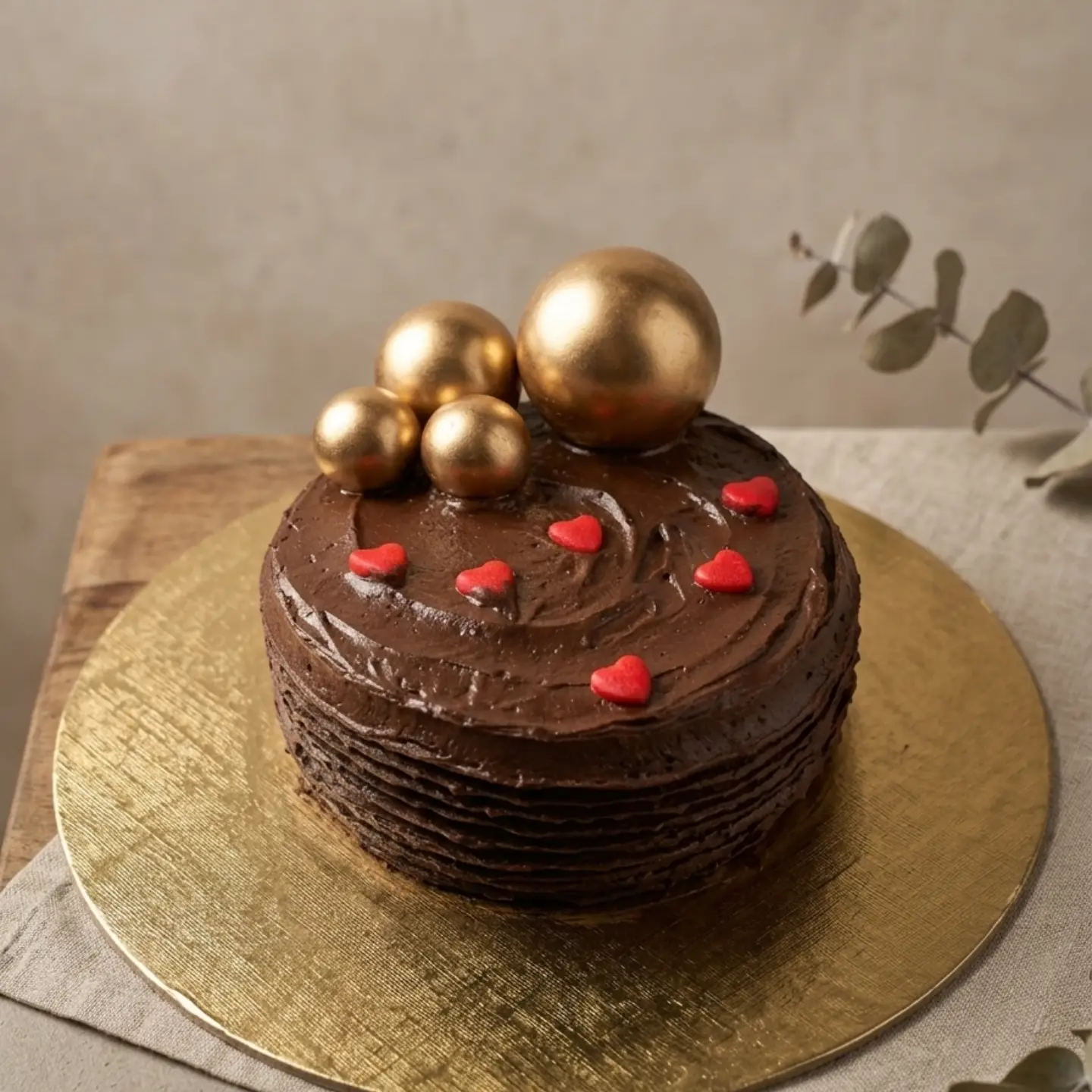 Golden chocolate bento cake